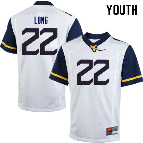 NCAA Youth Jake Long West Virginia Mountaineers White #22 Nike Stitched Football College Authentic Jersey RC23J54SY